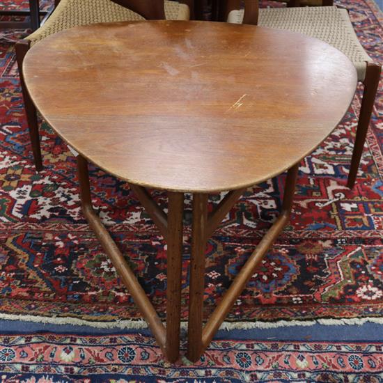 A teak folding table by France and Daverkosen Denmark W.79cm, D.77cm, H.56cm